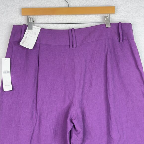 Coldwater Creek Silk Linen Cropped Pants Sz 16 Purple Wide Leg Natural Fit NWT - Picture 6 of 12
